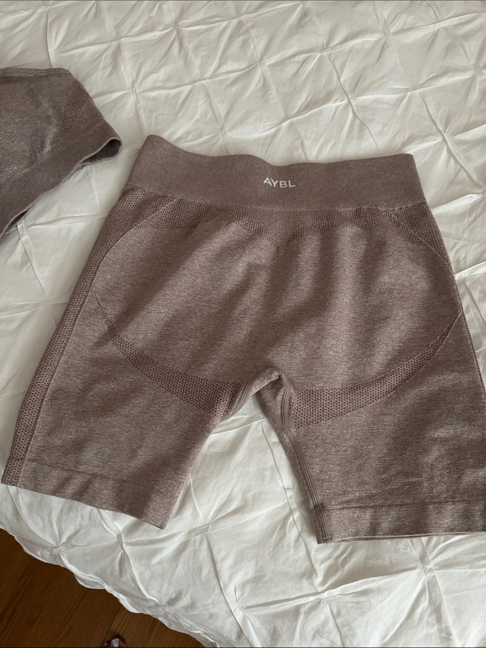 AYBL Seamless Sports Bra & Bike Short Set in Taupe Brown - Picture 3 of 3